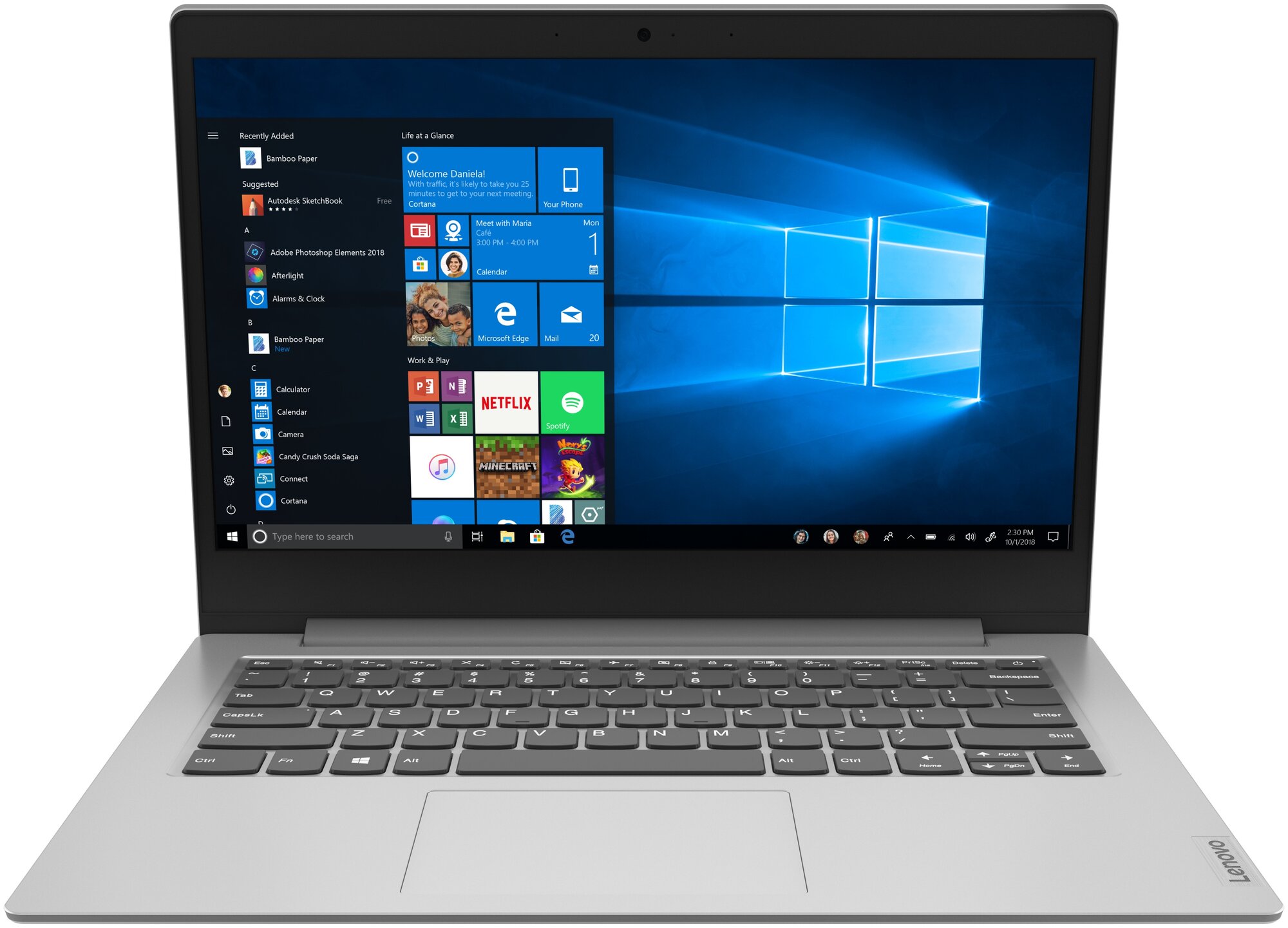 Ноутбук Lenovo IdeaPad 114IGL05 (1920x1080 Intel Celeron 1.1 ГГц RAM 4 ГБ SSD 128 ГБ Win10 Home)