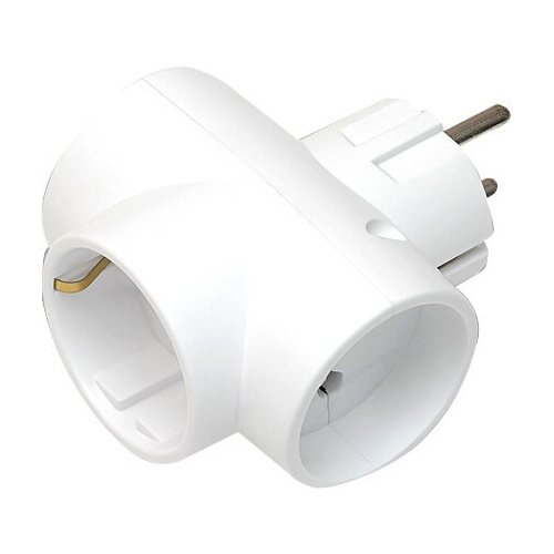 Разветвитель, 3 гнезда, 3Т1, с заземлением, 16А, белый