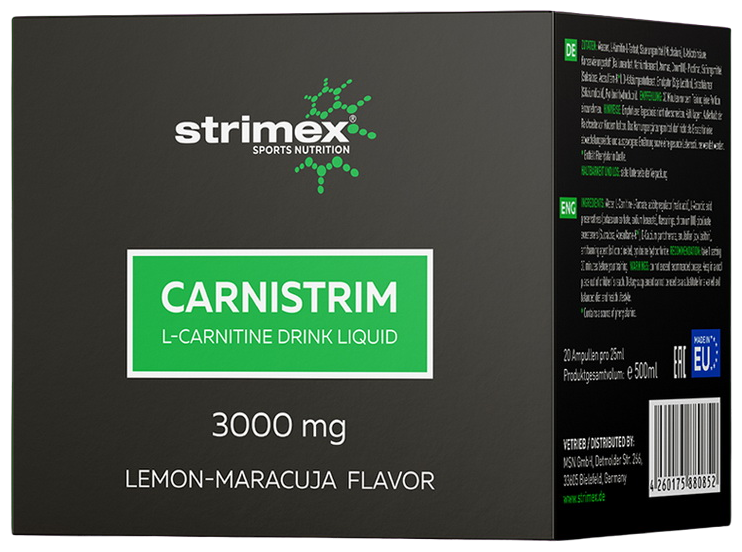 Strimex Carnistrim Liquid 3000 мг, лимон-маракуйя, 20 х 25 мл.