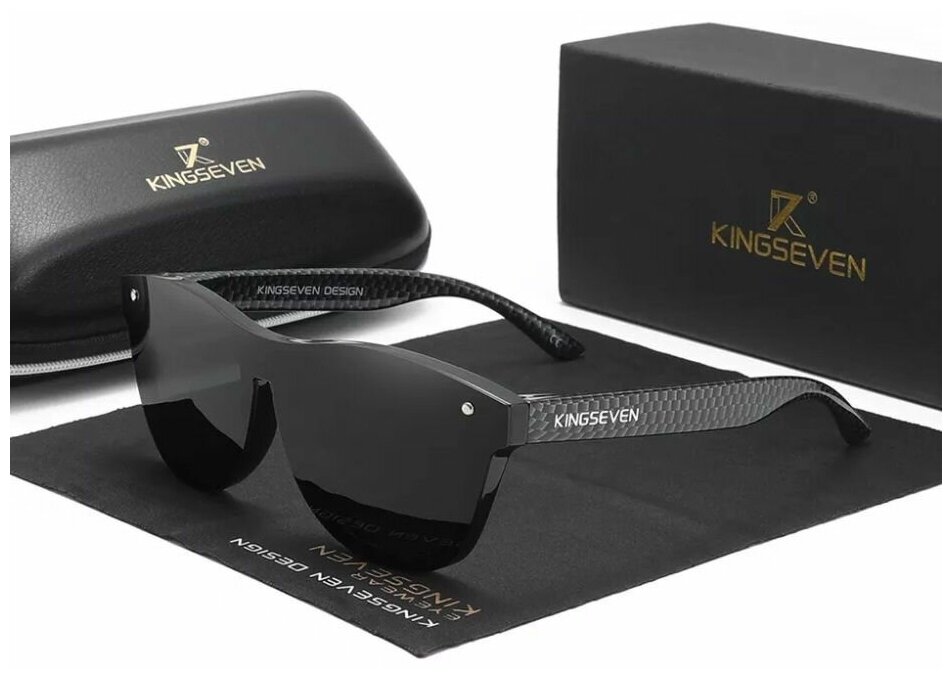 Солнцезащитные очки KINGSEVEN, вайфареры, зеркальные, черный — купить в ...