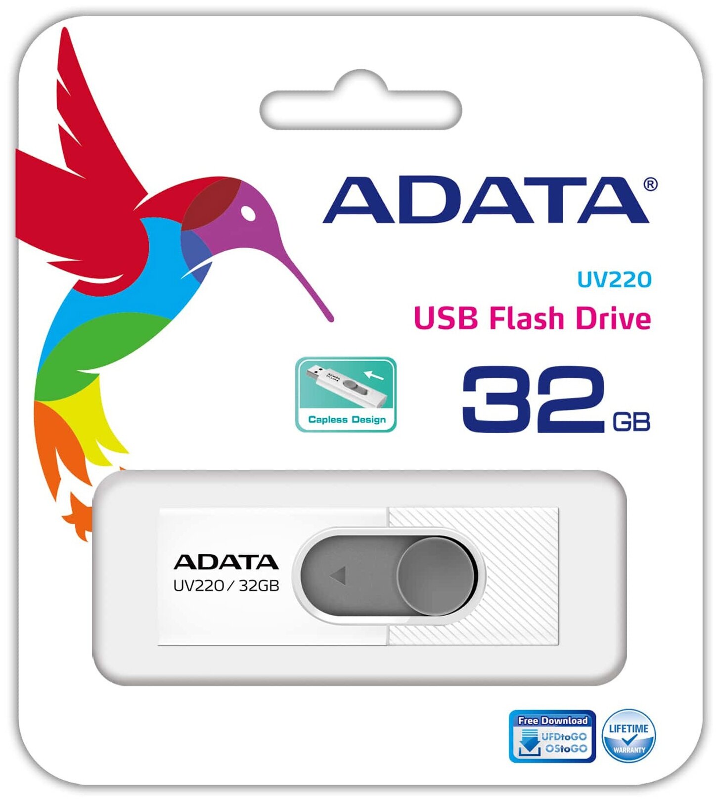 Флешка A-Data UV220 32ГБ USB2.0 белый/серый (AUV220-32G-RWHGY) - фото №4