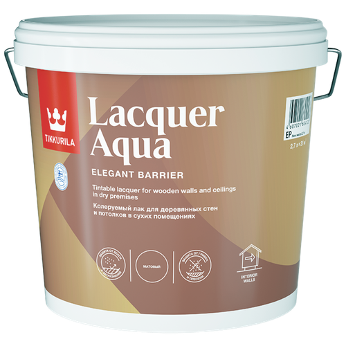 Tikkurila Lacquer Aqua бесцветный, матовая, 1 кг, 9 л tikkurila lacquer aqua бесцветный полуглянцевая 2 7 л