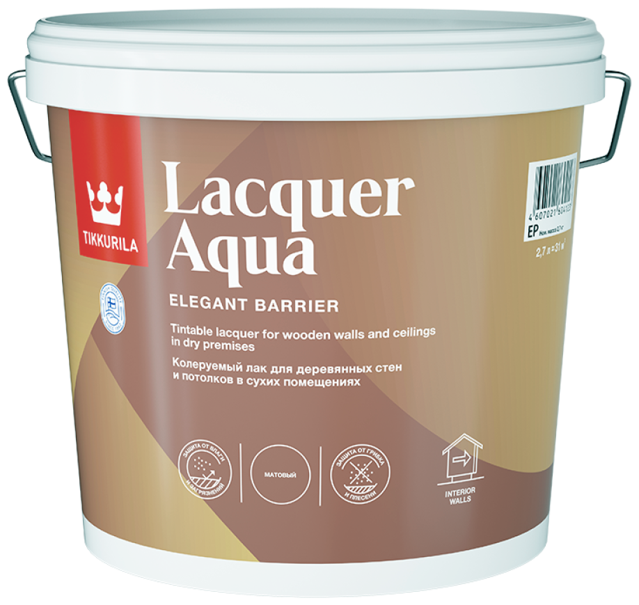 Лак для внутренних работ Tikkurila Lacquer Aqua матовый 9 л.