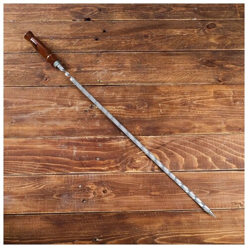 Шампур узбекский 69см, деревянная ручка, (рабочая часть 50см,сталь 2мм), с узором