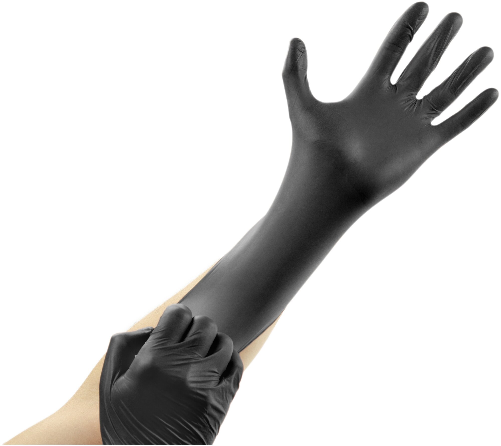 Перчатки нитрил Household Gloves, текстур на пальцах, чер, ХL KN005BL (50 шт.) - фотография № 5