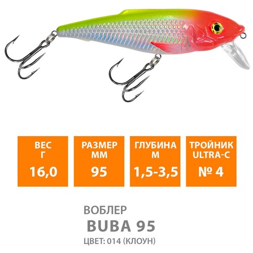 воблер для рыбалки плавающий aqua buba 95mm 16g заглубление от 1 5 до 3 5m цвет 103 Воблер для рыбалки плавающий AQUA Buba 95mm 16g заглубление от 1.5 до 3,5m цвет 014
