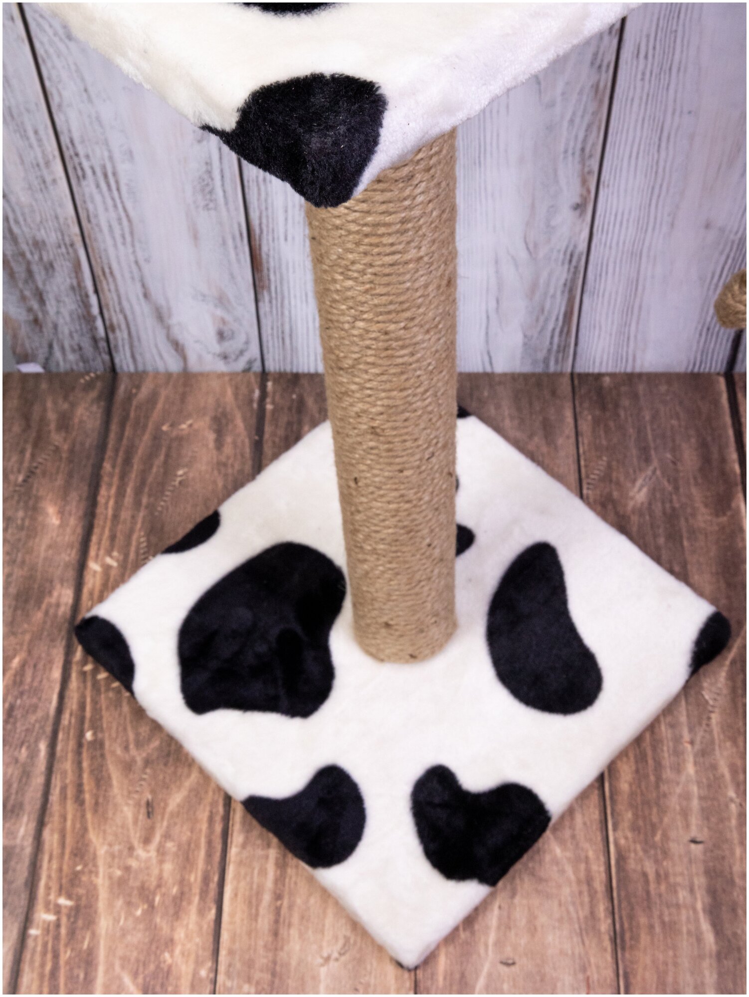 Когтеточка для кошек котов столбик из джута с лежанкой с кошачьей мятой лежанка все для кошек 54*31*25 - фотография № 4