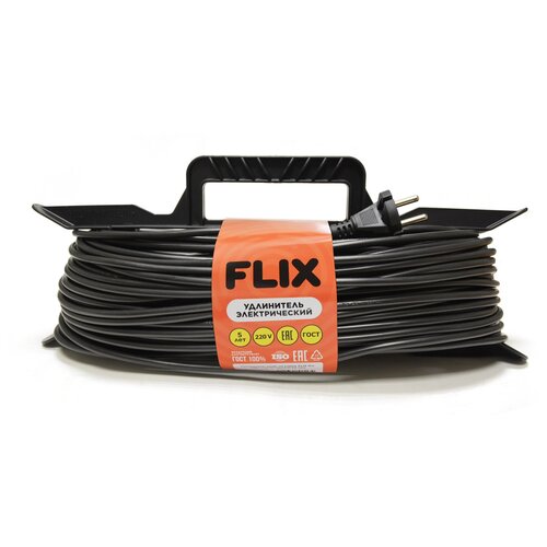 Удлинитель на рамке без заземления 40 метров 10А 2х1 черный FLIX