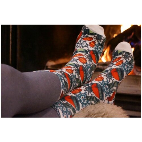 фото Носки шерстянки, размер 35/38, красный, зеленый, белый