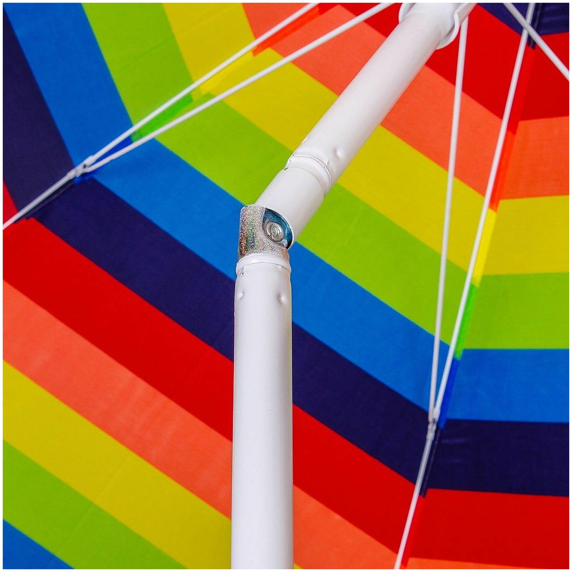 Зонт пляжный 200 см, с наклоном, 8 спиц, мет-л, Разноцветные полоски, LG08 - фотография № 3