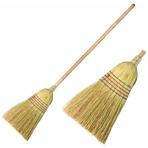Веник-метла сорго LAIMA 2 натуральный прошивной с деревянным черенком 95 см большой 450х330 мм 602463 899₽