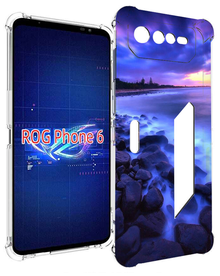 Чехол MyPads неоновый берег для Asus ROG Phone 6 задняя-панель-накладка-бампер