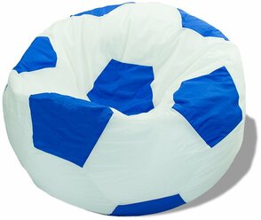 Кресло-мешок Мяч PuffMebel, ткань оксфорд, цвет бело-синий, диаметр 90