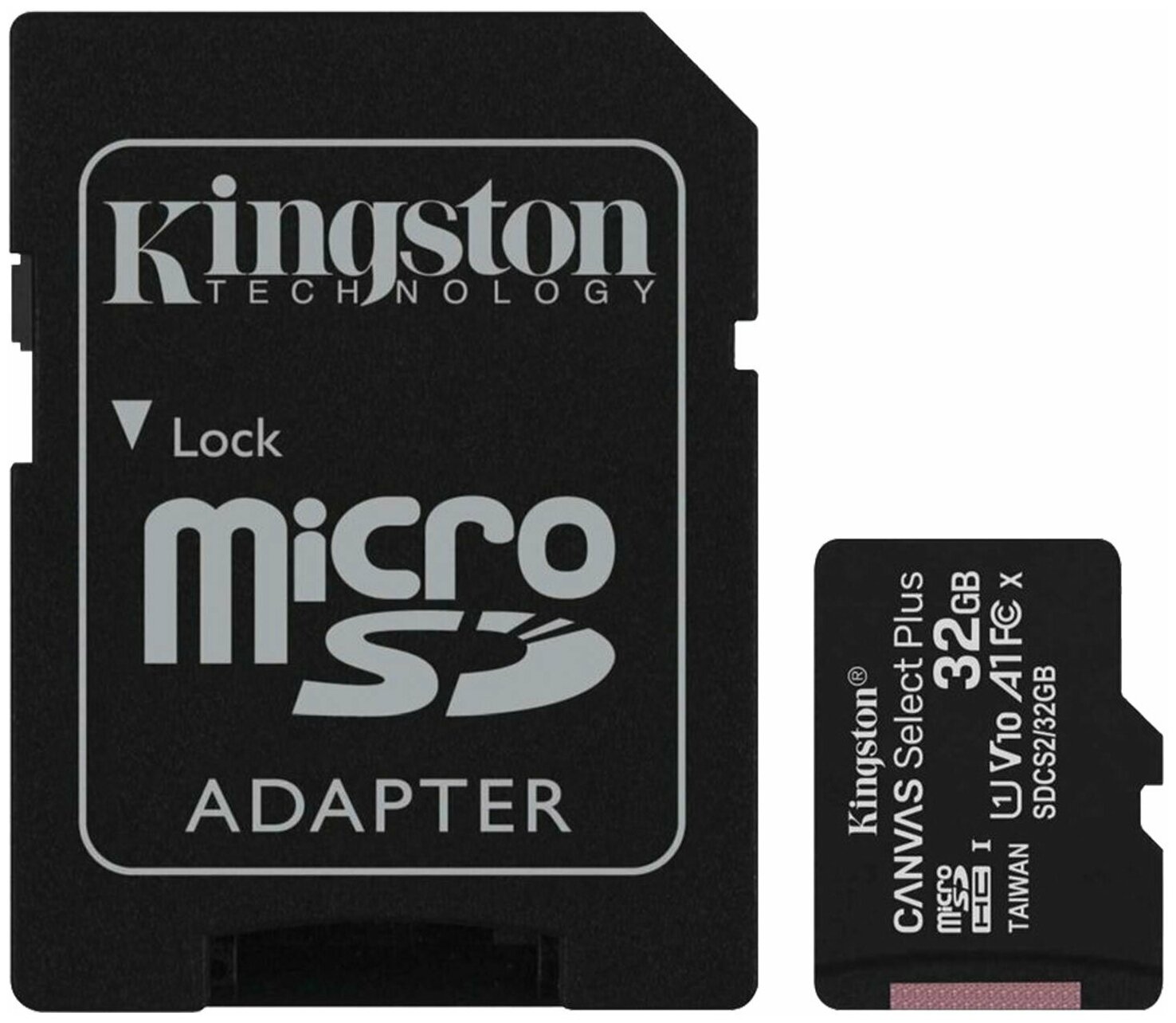 Карта памяти Kingston Canvas Select Plus, microSDHC, 32 гб, UHS-I U1, 100 Мб/с, класс 10