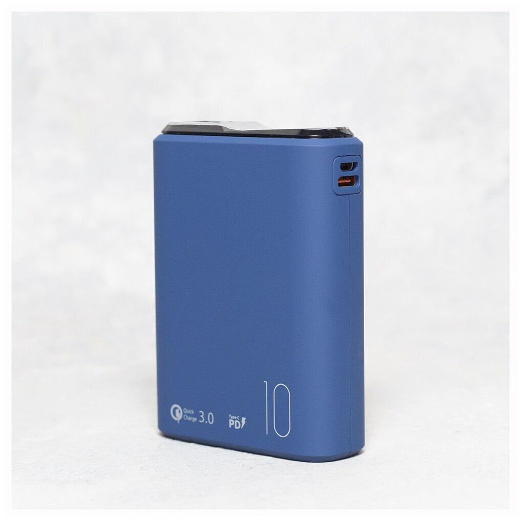 Внешний аккумулятор Power bank QS-10/ 10000mAh / быстрая зарядка QuickCharge3.0 и PowerDelivery / синий