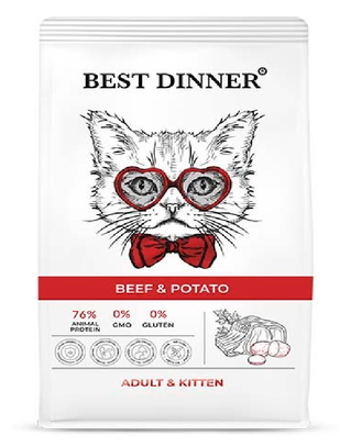 Best Dinner Adult & Kitten Beef & Potato для кошек гипоаллергенный, говядина с картофелем 1,5кг. - фотография № 9