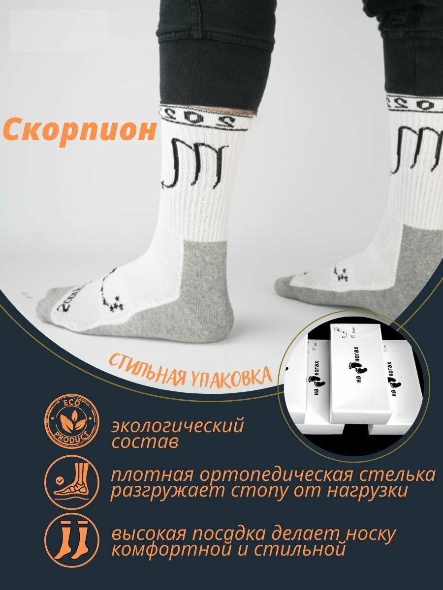Высокие носки белые хлопок Знак Зодиака Скорпион — купить в интернет ...
