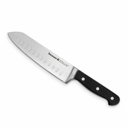 Нож кухонный Barazzoni Knives Santoku, длина лезвия 17,5 см, нержавеющая хромовая сталь, цвет черный