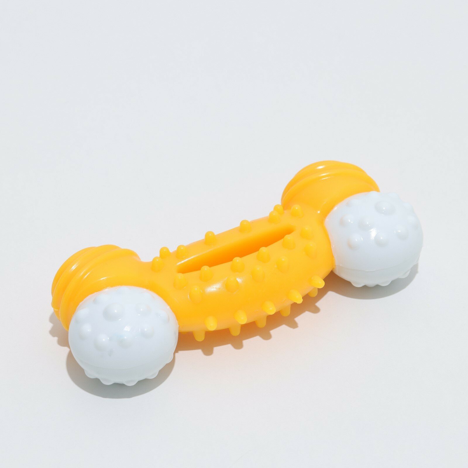 Игрушка двухслойная "Изогнутая кость", 13 см желтая - фотография № 2