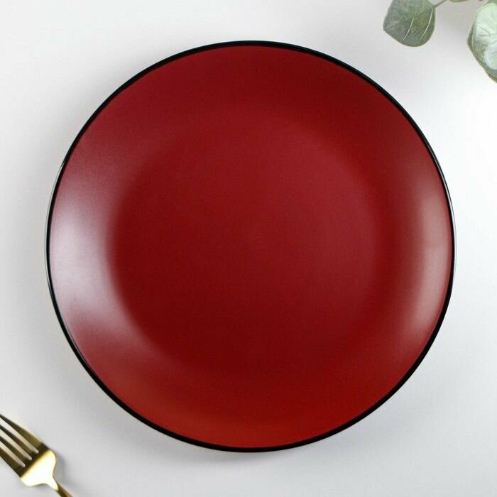 Тарелка керамическая обеденная Доляна "Ваниль", d-27 см, цвет бордовый
