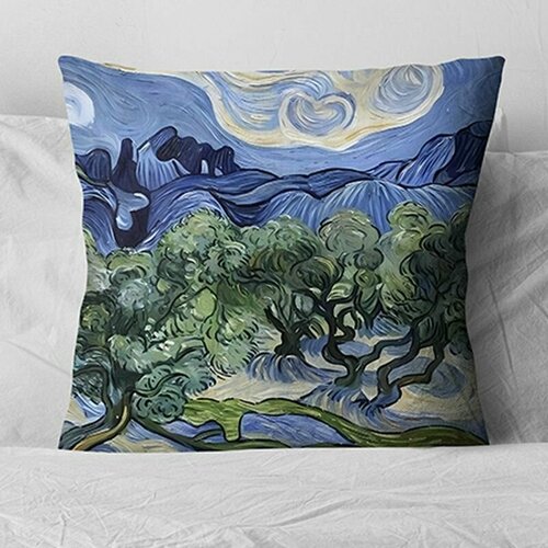Оливковые деревья Ван Гог/ Подушка декоративная 40х40/ подарок / подушка диванная / подушка для интерьера