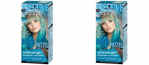 GOT2b Краска для волос Bright Pastel, тонирующая, 096 Бирюзовое искушение, 80 мл, 2 шт.