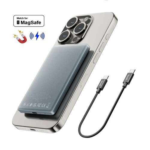 Беспроводный магнитный повербанк MagSafe 5000 mAh с кабелем 20 Вт 349000₽