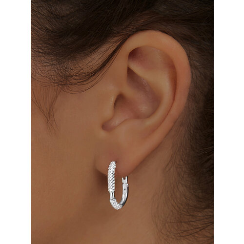 Серьги конго POKROVSKY, серебро, 925 проба, родирование, фианит, длина 2 см, , бесцветный