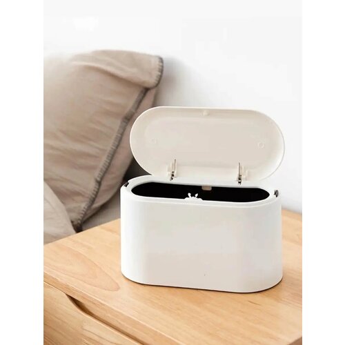 Настольный контейнер (урна) для мусора с крышкой, белый