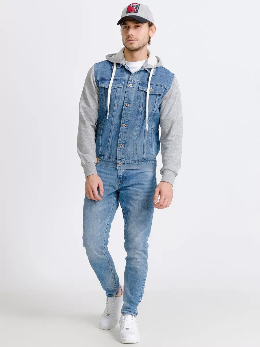 Куртка джинсовая MkJeans, размер XXL, серый, голубой — фото 1