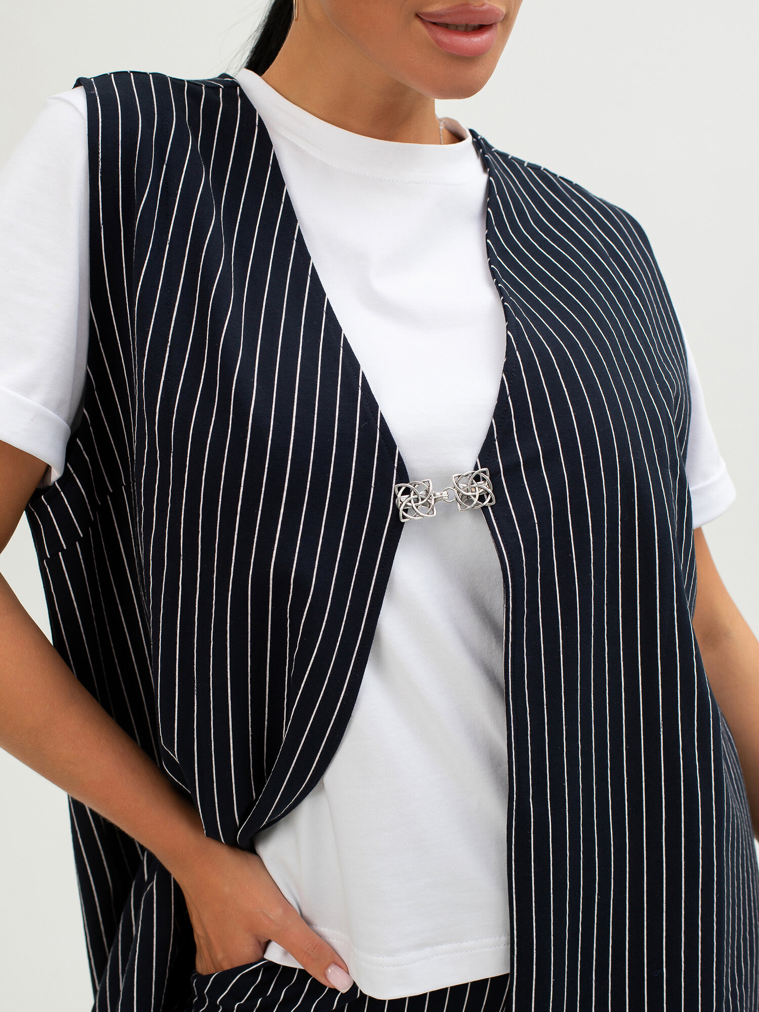 Зажим для кардигана JEXY, серебро — фото 1