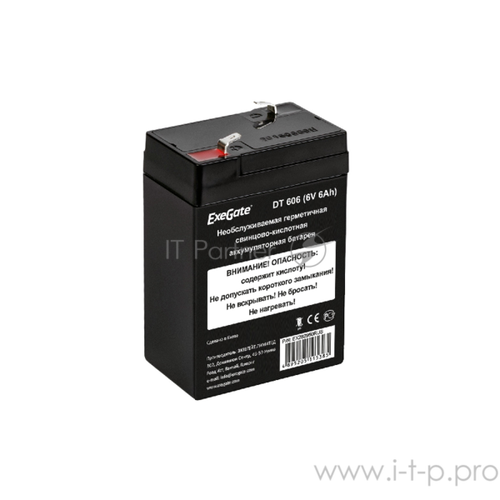 Аккумуляторная батарея ExeGate DT 606 (6V 6Ah), клеммы F1 Ex282950rus .