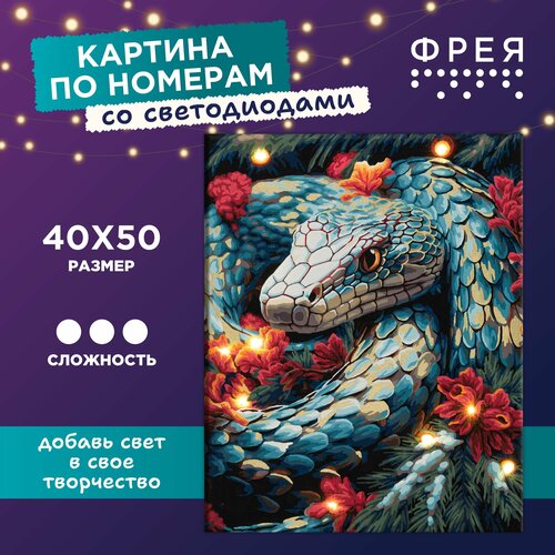 фото Картина по номерам со светодиодами с холстом на подрамнике "фрея" 50 х 40 см "волшебная змея" pnb/pldd-259