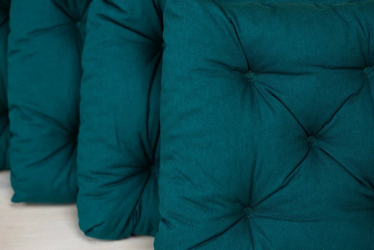 Подушка на стул Linen Way 40/35x38x7  изумрудная на липучках поролон