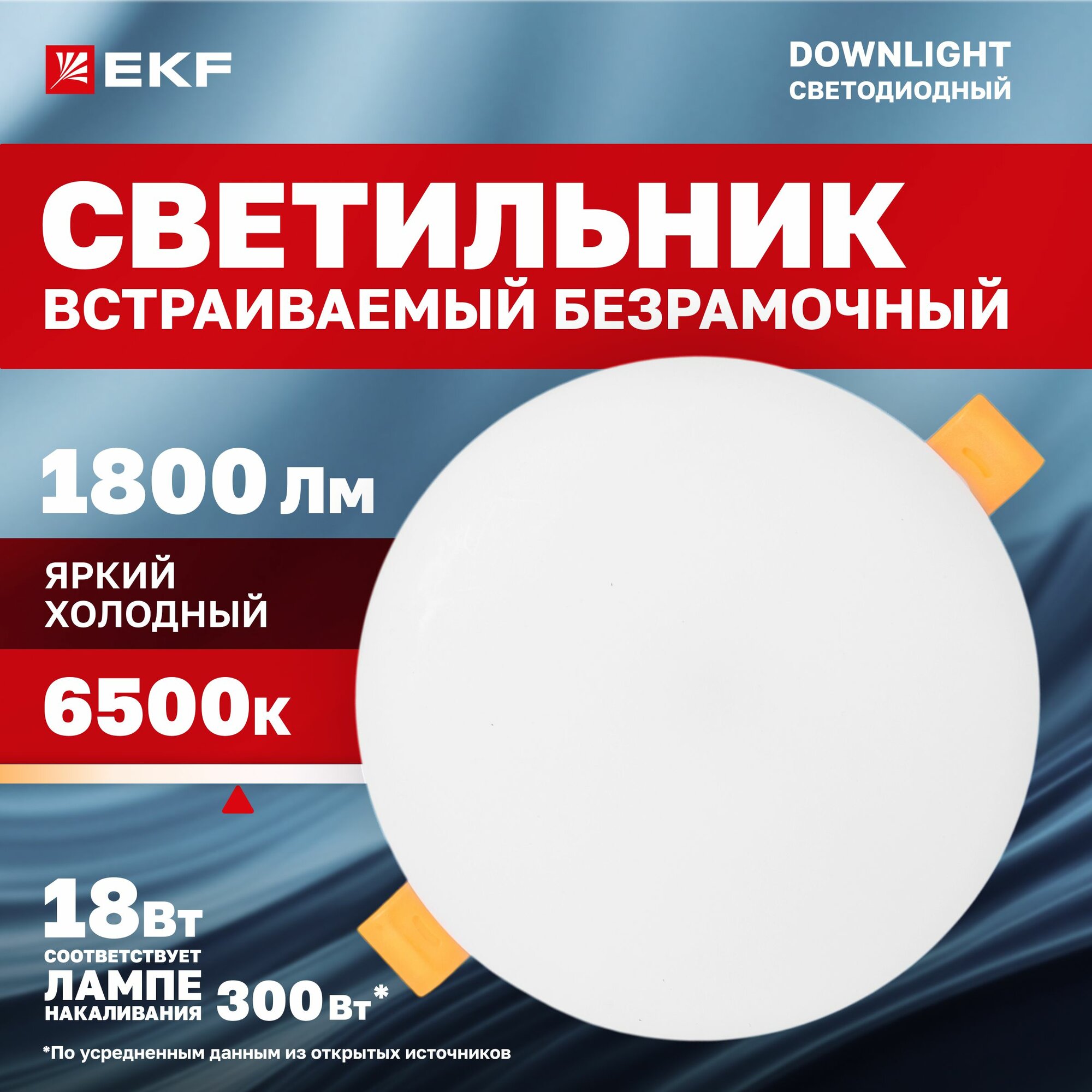 Светильник встраиваемый ДВО 1106 круглый 18Вт 6500K (холодный белый свет) IP20 LUMA EKF
