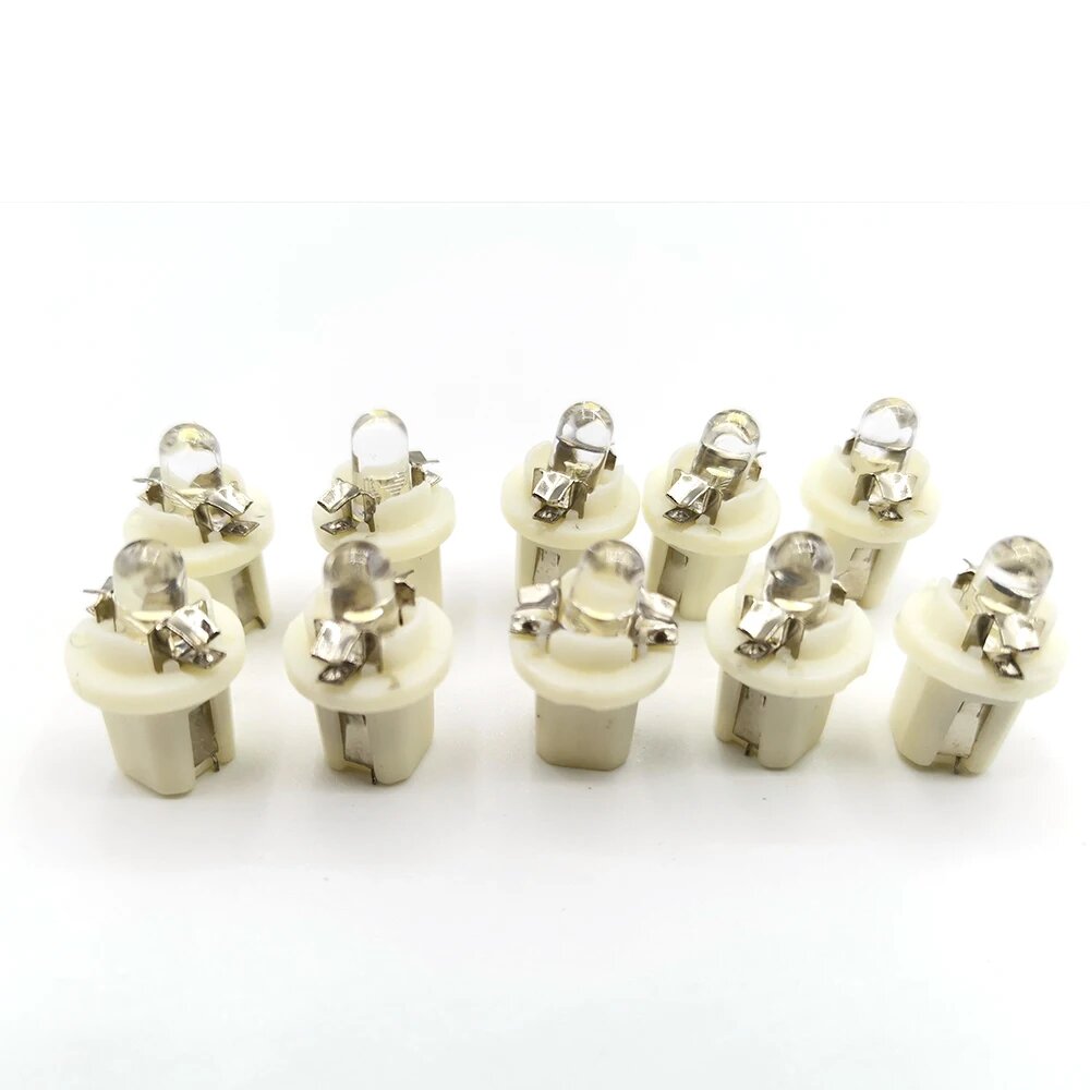 10 шт./лот, разноцветный T5 B8.5D SMD светодиодный автомобильный светильник, светодиодный прибор, лампы для приборной панели B8.5 DC 12 В, Белый