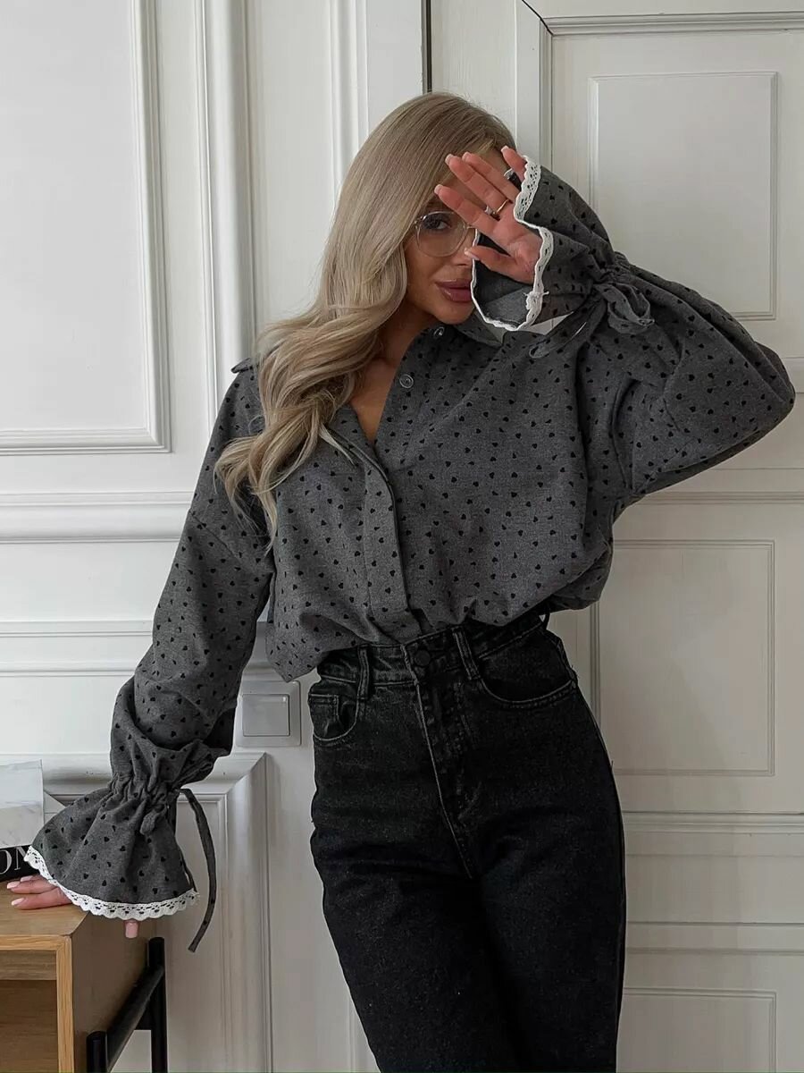 Рубашка , размер S, серый — фото 1