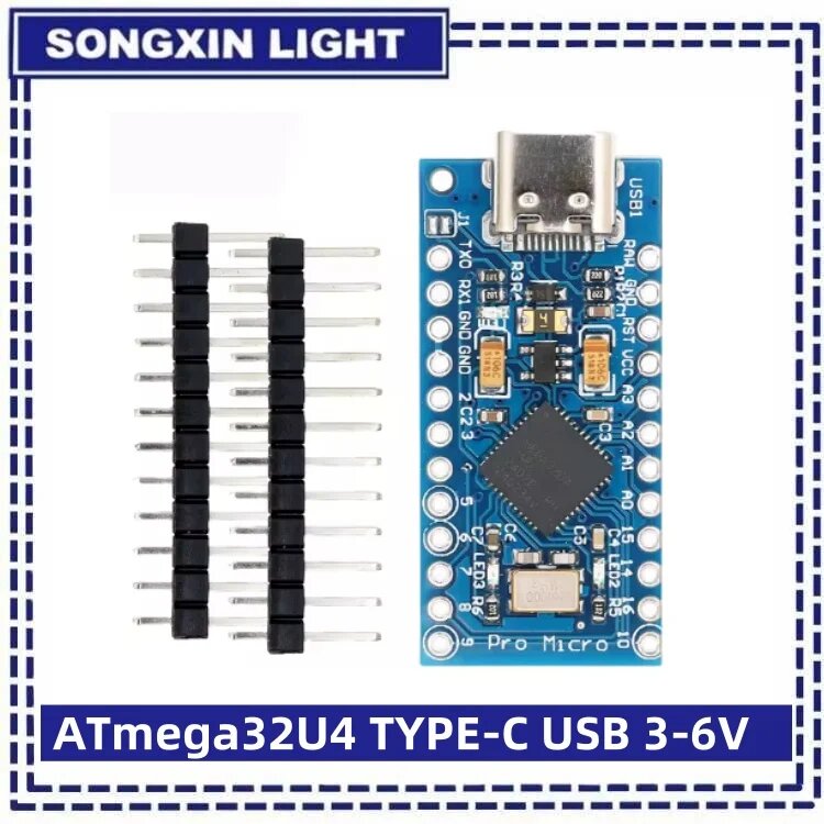 Модуль MICRO/TYPE-C USB ATMEGA32U4, плата 5 В, 16 МГц для контроллера Arduino ATMEGA32U4-AU/MU Pro Micro, замена Pro Mini, Type-C USB 3-6V