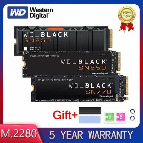 Внутренний SSD диск Western Digital SN770 1 ТБ M2 SSD NVMe 2280 для ПК 5150MBs черный 819000₽