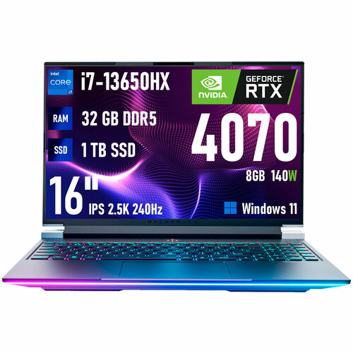 Ноутбук игровой Machenike Light 16 Pro i7-13650HX RTX4070 32GB1TB 16 25K IPS 240Hz Windows 11 169280₽