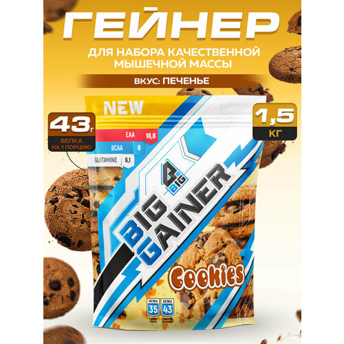 Гейнер BIGSNT BIG GAINER 1.5 кг. для набора мышечной массы и веса, высокобелковый коктейль