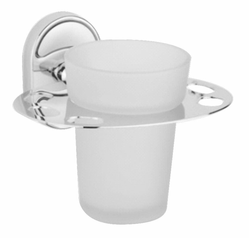 Стакан для зубных щеток с держателем Rainsberg матовое стекло хром