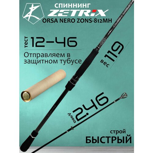 Спиннинг Zetrix ORSA NERO ZONS-812MH 2.46м, тест 12-46гр, штекерный