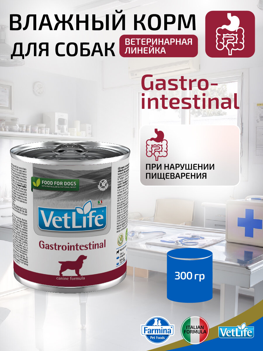 Диетический влажный корм Farmina Vet Life Dog Gastrointestinal с курицей для собак при заболеваниях ЖКТ 300гр