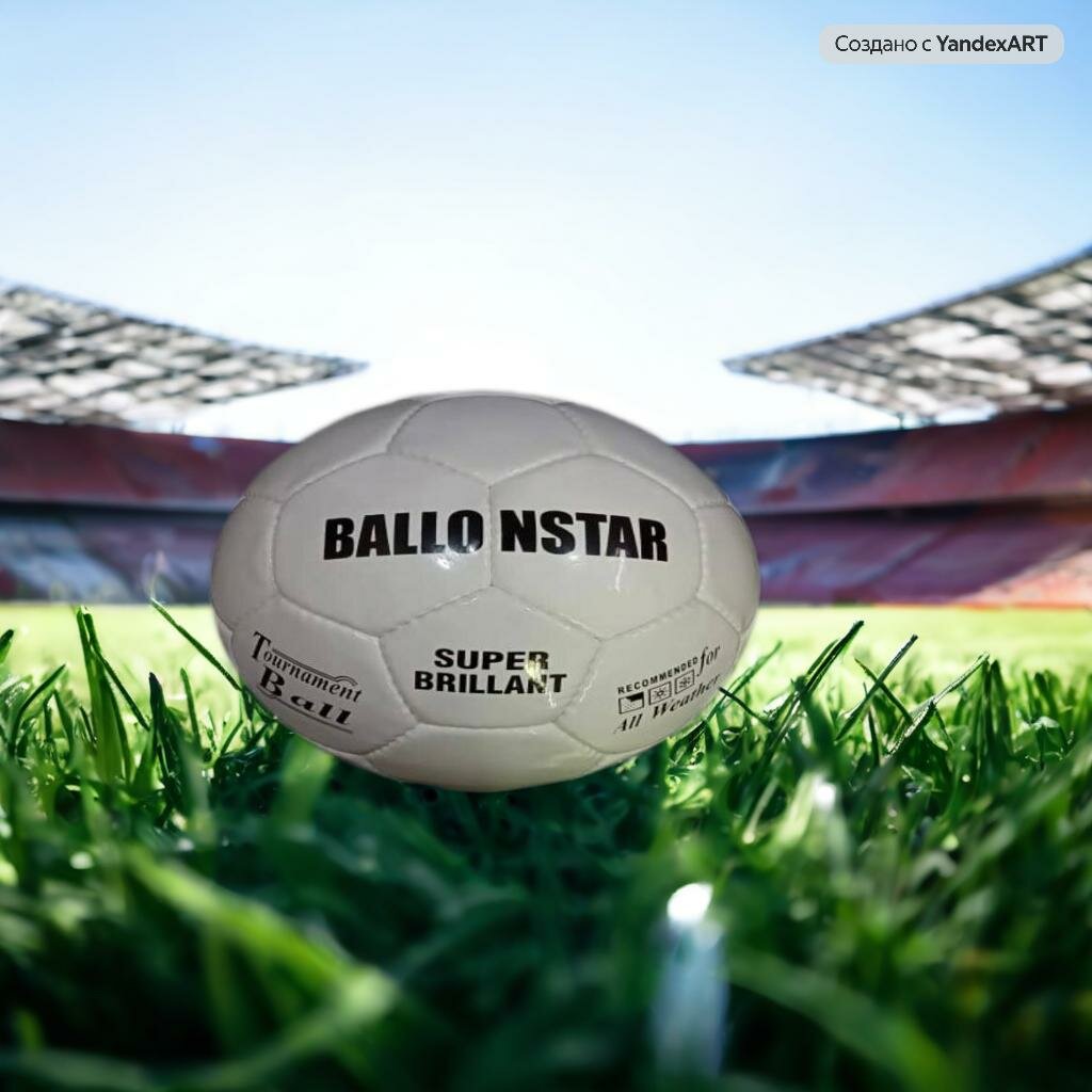 Футбольный мяч BALLONSTAR SUPER BRILLANT, белая кожа, 32 панели
