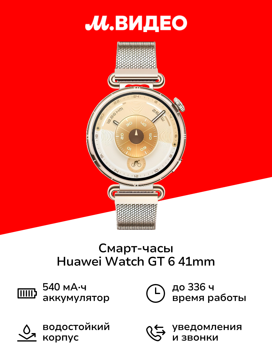 Смарт-часы HUAWEI Watch GT 6 41mm Golden Milanese