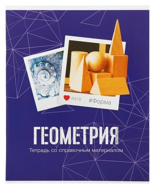 Тетрадь предметная "Фото", 48 листов в клетку "Геометрия" со справочным материалом, обложка мелованный картон, блок офсет