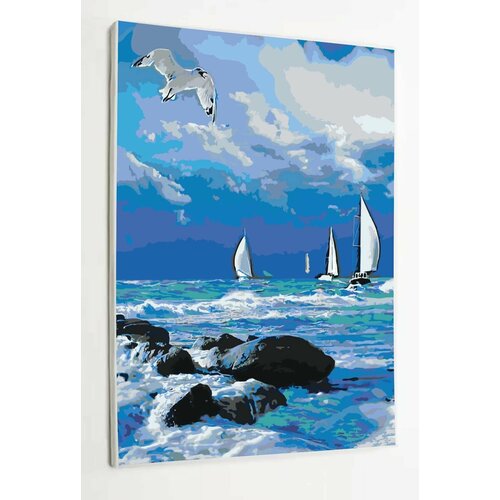 Картина по номерам на холсте с подрамником, Море парусники, 40х60 см картина по номерам море парусники