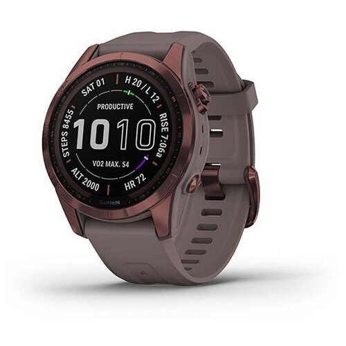Часы Garmin Fenix 7s Sapphire Solar титановый темно-бронзовый с сланцево-серым силиконовым ремешком 010-02539-29 8999000₽