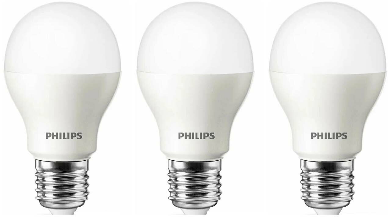 Набор светодиодных ламп PHILIPS ESSENTIAL 9 Вт 4000 К 3 шт. Свет нейтральный белый, Цоколь E27 PHILIPS LEDBulb_3 - фотография № 2